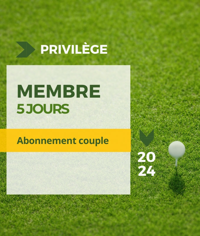 Abonnement de saison 2024 pour couple - Golf Saint-Simon - Membre 5 jours