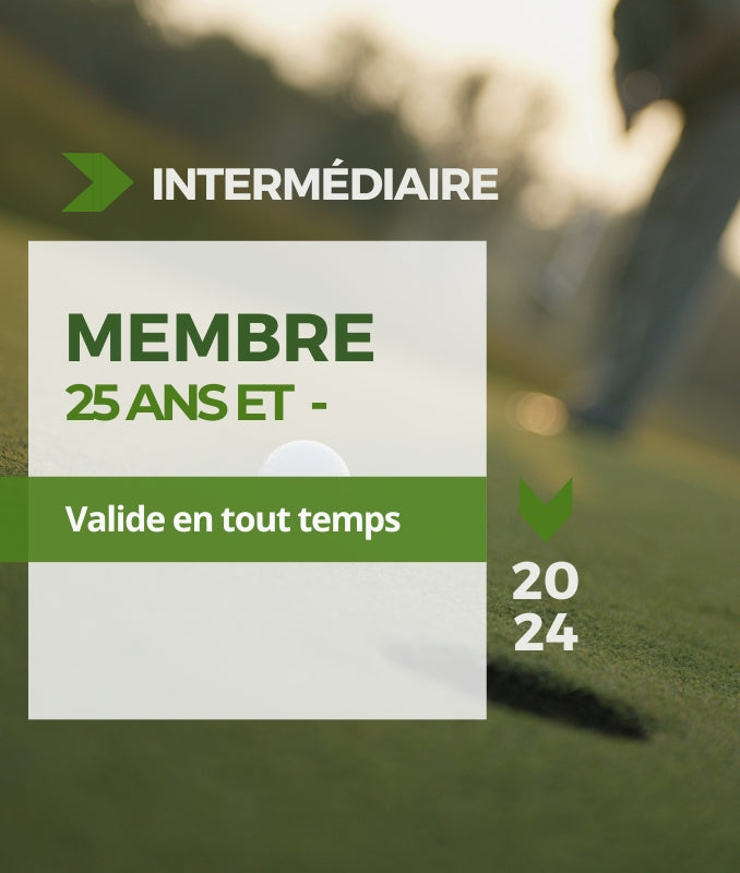 Abonnement de saison 2024 - Golf Saint-Simon - 7 jours - Tout temps - 25 ans et moins - golf membership