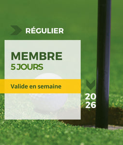 Abonnement de saison 2026 - Golf Saint-Simon - 5 jours - 18 trous - lundi au vendredi - golf membership