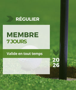 Abonnement de saison 2026 - Golf Saint-Simon - 7 jours - Tout temps - golf membership