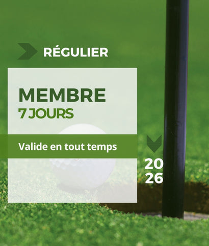 Abonnement de saison 2026 - Golf Saint-Simon - 7 jours - Tout temps - golf membership