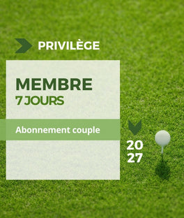 Abonnement de saison 2027 pour couple - Golf Saint-Simon - membre 7 jours  Tout temps - golf membership