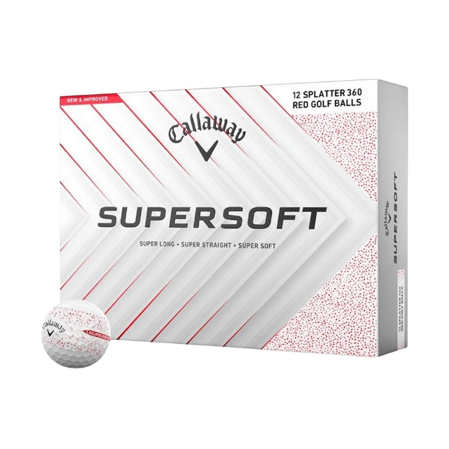 Balle de golf Callaway Supersoft Splatter blanche et rouge - Boite de 12 - Golf Saint-Simon
